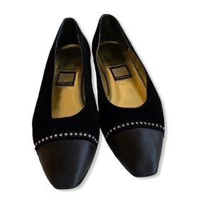 Nina EUC Velvet Satin Bling Block Heel Narrow Pumps
Nina